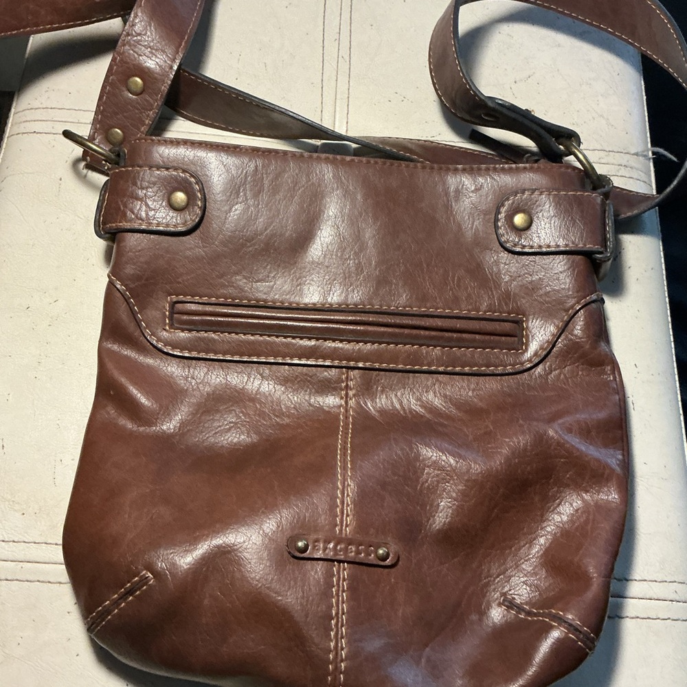 Axcess Brown Leather Crossbody Messenger Bag